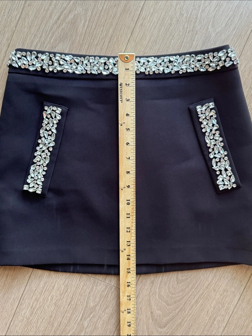 H&M Edition Rhinestone-Embellished Mini Skirt Black Size 6 - Picture 14 of 14